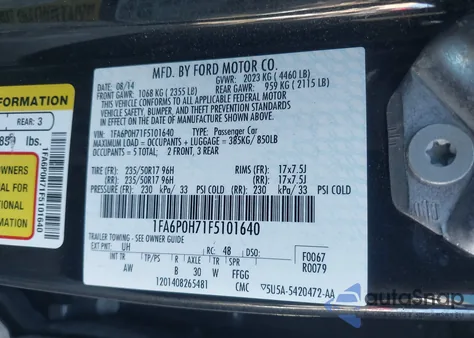 2015 Ford Fusion Se from USA, damaged, VIN 1FA6P0H71F5101640